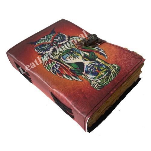 LEATHER JOURNAL OWL PRINTED BOOK OF SHADOWS WITCH CRAFT JOURNAL LEATHER GRIMOIRE MAGICAL BOOK LOCK WITH CLASP MADE OF UNIQUE FOR LOVED ONCE